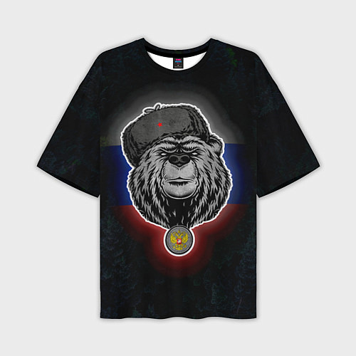 Мужская футболка оверсайз Медведь с символикой РФ / 3D-принт – фото 1