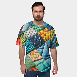 Футболка оверсайз мужская Лоскутное одеяло - пэчворк, цвет: 3D-принт — фото 2