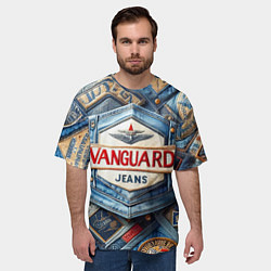 Футболка оверсайз мужская Vanguard denim patchwork - ai art, цвет: 3D-принт — фото 2