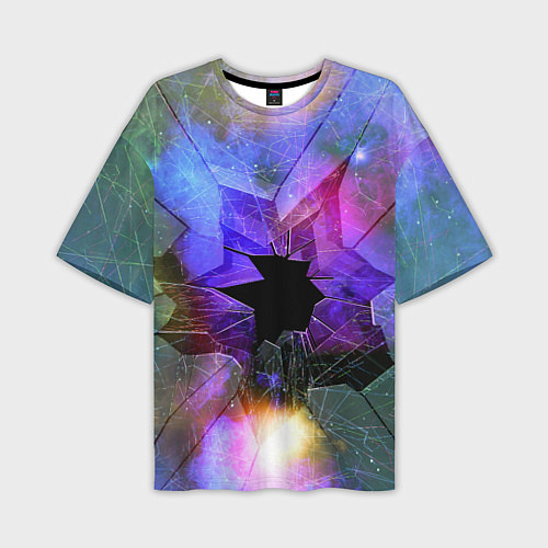 Мужская футболка оверсайз Расколотое стекло - космическая туманность / 3D-принт – фото 1