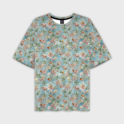 Мужская футболка оверсайз Сирень и цветочки / 3D-принт – фото 1