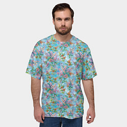 Футболка оверсайз мужская Паттерн из сирени, цвет: 3D-принт — фото 2