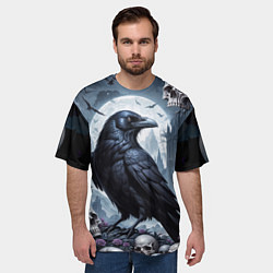 Футболка оверсайз мужская Ворон некромант, цвет: 3D-принт — фото 2