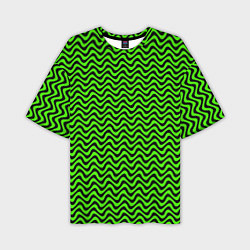 Футболка оверсайз мужская Искажённые полосы кислотный зелёный, цвет: 3D-принт