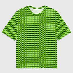 Футболка оверсайз мужская Кислотный зелёный имитация сетки, цвет: 3D-принт