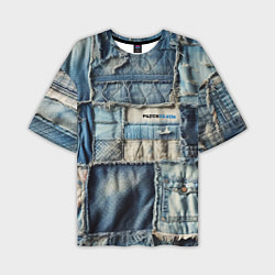 Мужская футболка оверсайз Patchwork denim - vogue