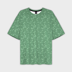 Мужская футболка оверсайз Яркий зеленый однотонный цветочный узор
