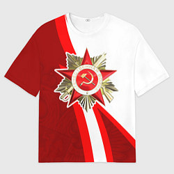 Мужская футболка оверсайз Великая отечественная - Бело-красный