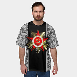 Футболка оверсайз мужская Великая отечественная- черно-белый камуфляж, цвет: 3D-принт — фото 2