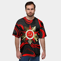 Футболка оверсайз мужская Великая отечественная война - красные языки, цвет: 3D-принт — фото 2