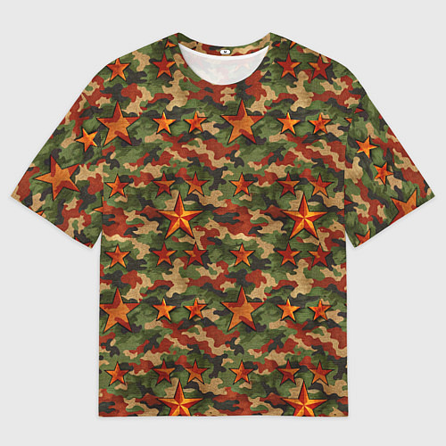 Мужская футболка оверсайз Камуфляж со звездами СССР / 3D-принт – фото 1