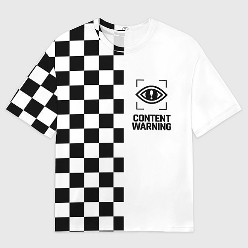 Мужская футболка оверсайз Content Warning шашечки / 3D-принт – фото 1