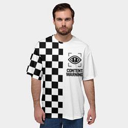 Футболка оверсайз мужская Content Warning шашечки, цвет: 3D-принт — фото 2