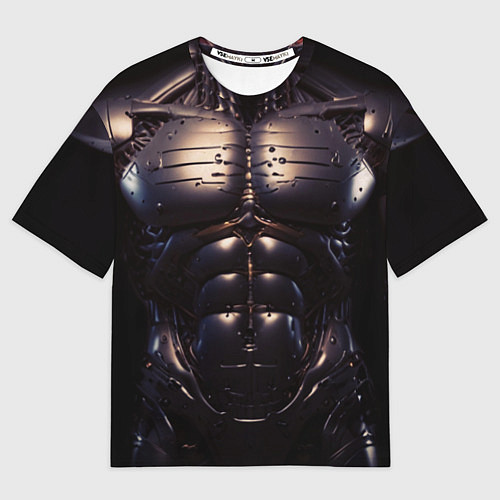 Мужская футболка оверсайз Экзоскелет робота киборга с накаченным торсом / 3D-принт – фото 1