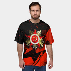 Футболка оверсайз мужская Великая отечественная - красная абстракция, цвет: 3D-принт — фото 2
