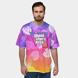Футболка оверсайз мужская Grand Theft Auto VI - пальмы, цвет: 3D-принт — фото 2