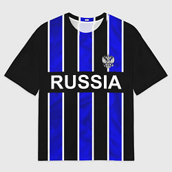 Мужская футболка оверсайз Россия- черно-синяя униформа