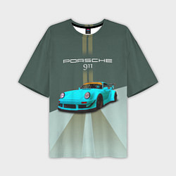 Мужская футболка оверсайз Порше 911 спортивный немецкий автомобиль