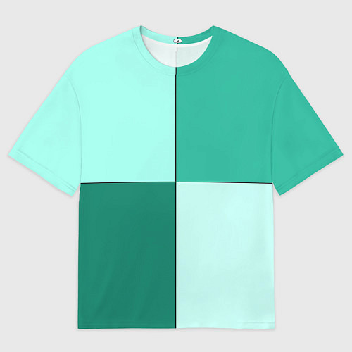 Мужская футболка оверсайз Геометричный зелёный и мятный / 3D-принт – фото 1