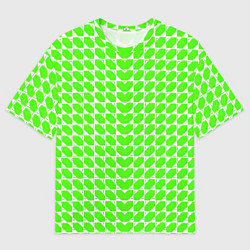 Мужская футболка оверсайз Зелёные лепестки шестиугольники