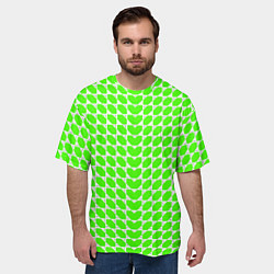 Футболка оверсайз мужская Зелёные лепестки шестиугольники, цвет: 3D-принт — фото 2