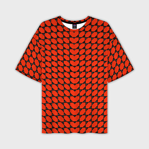Мужская футболка оверсайз Красные лепестки шестиугольники / 3D-принт – фото 1