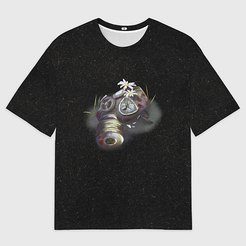 Мужская футболка оверсайз Разбитый противогаз радиация / 3D-принт – фото 1