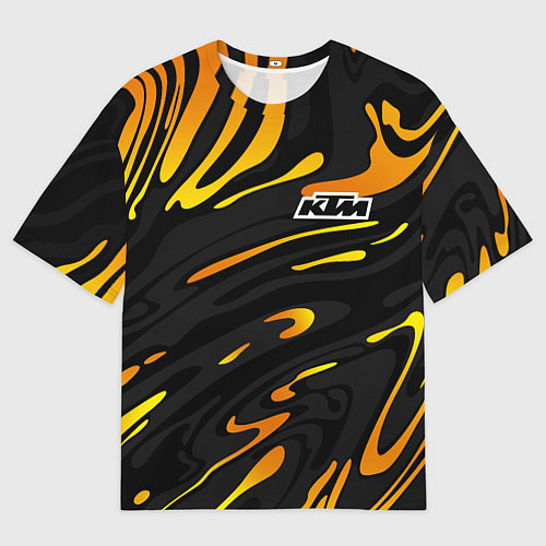 Мужская футболка оверсайз KTM - orange liquid / 3D-принт – фото 1