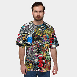 Футболка оверсайз мужская Разноцветные татуировки в стиле граффити, цвет: 3D-принт — фото 2