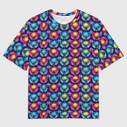 Мужская футболка оверсайз Furry color anime animal faces