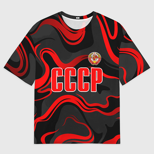 Мужская футболка оверсайз СССР - red stripes / 3D-принт – фото 1