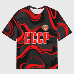 Футболка оверсайз мужская СССР - red stripes, цвет: 3D-принт
