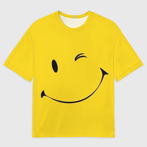 Мужская футболка оверсайз Смайл желтый / 3D-принт – фото 1