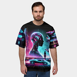Футболка оверсайз мужская Футуристический коллаж - нейросеть, цвет: 3D-принт — фото 2