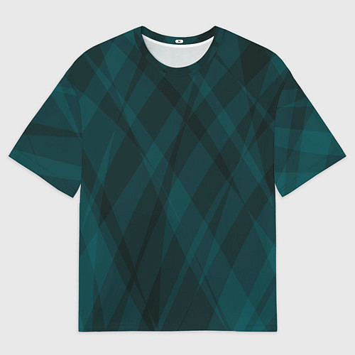 Мужская футболка оверсайз Тёмный зелёный полосатый / 3D-принт – фото 1
