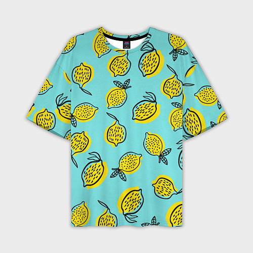 Мужская футболка оверсайз Летние лимоны - паттерн / 3D-принт – фото 1