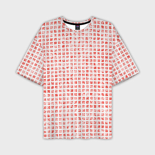 Мужская футболка оверсайз Паттерн маленькая красная мозаичная плитка / 3D-принт – фото 1