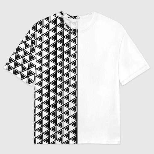 Мужская футболка оверсайз Чёрные треугольники на белом фоне / 3D-принт – фото 1