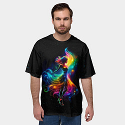 Футболка оверсайз мужская Неоновая танцовщица в звездном небе, цвет: 3D-принт — фото 2