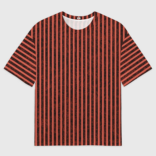 Мужская футболка оверсайз Тёмный коралловый полосы / 3D-принт – фото 1
