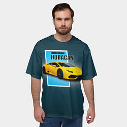 Футболка оверсайз мужская Спортивная итальянская машина Lamborghini Huracan, цвет: 3D-принт — фото 2