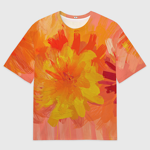 Мужская футболка оверсайз Абстракция цветы мастихин / 3D-принт – фото 1