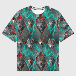 Мужская футболка оверсайз Паттерн из волков эпично
