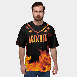 Футболка оверсайз мужская Коля - имя в огне, цвет: 3D-принт — фото 2