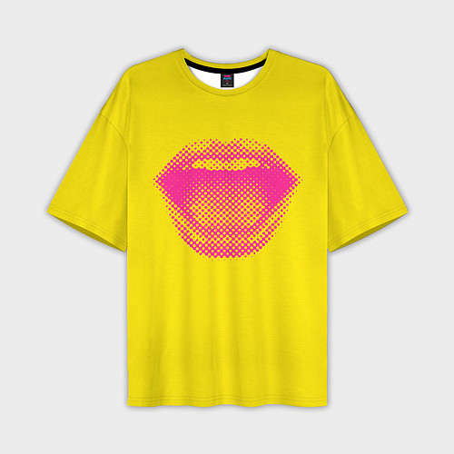 Мужская футболка оверсайз Абстрактные ретро губы / 3D-принт – фото 1