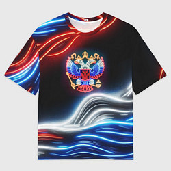 Мужская футболка оверсайз Неоновые флаг и греб