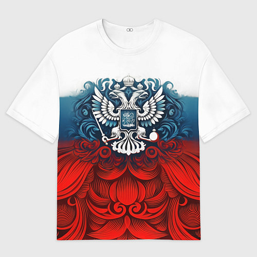 Мужская футболка оверсайз Триколор и герб Росссия / 3D-принт – фото 1