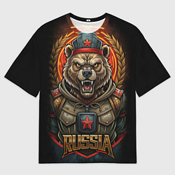Мужская футболка оверсайз Военный русский медведь