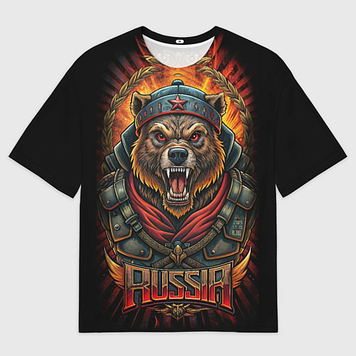 Мужская футболка оверсайз Мощный медведь СССР стиль / 3D-принт – фото 1