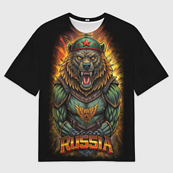 Футболка оверсайз мужская Мощный военный медведь СССР, цвет: 3D-принт